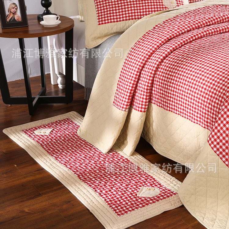 Boya Home Textile Wholesale High Quality Cotton Bed Cover Three Sets Of High Density Quilted Quilt Kit Washed Cotton Floor Mat details Picture