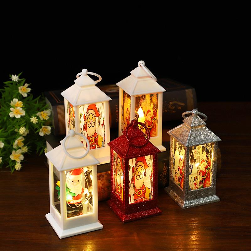 Christmas wind lanterns, cross-border candlesticks, night lights, old man snowman decorations, small lanterns, table ornaments, string lights, ornaments details Picture