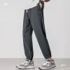 Tencel linen pants Men's summer thin style 2024 new sporty ice silk pants Men's casual 9-inch long pants details Picture