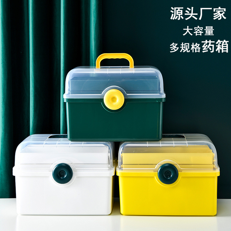 Portable plastic multi-layer medicine box, portable folding storage box, large toy box, storage and organization box, medicine box, household
