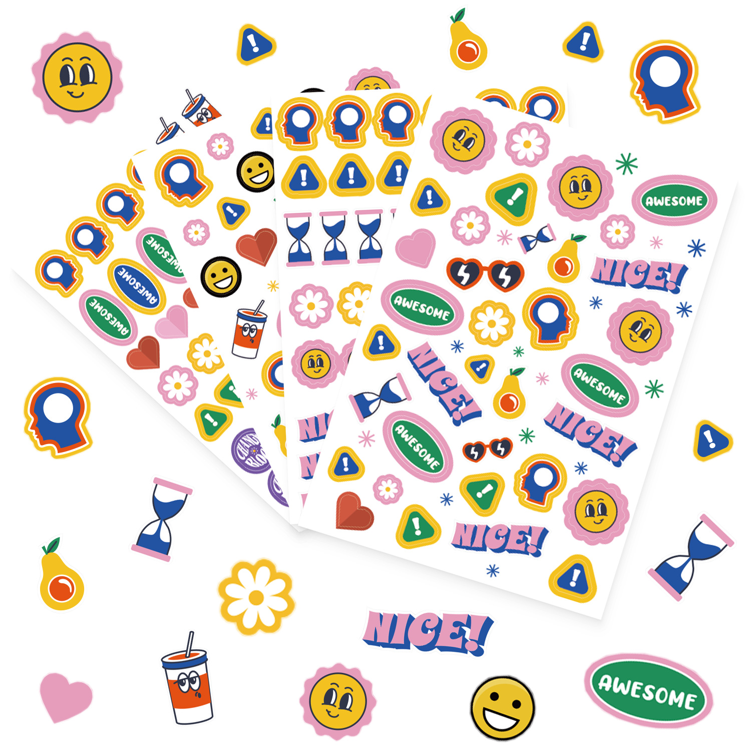 新款跨境卡通趣味剪切博贴纸创意贴纸179枚DIY规划手账日计划贴纸