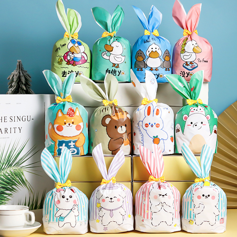 Cartoon Cute Bunny Ears Packaging Gift Bag Biscuit Nougat Fruit Candy Snow Crisp Baking Bag