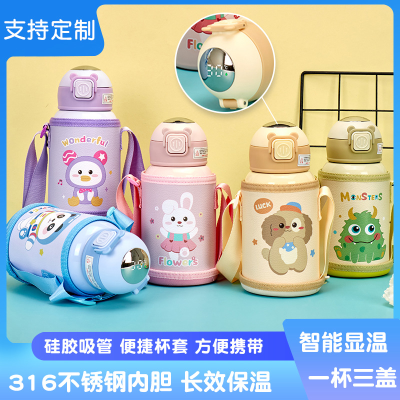 316 Stainless Steel Smart Children's Thermos Cup Baby Kettle Cute Student Cup Straw Cup Gift Wholesale Application Scenario
