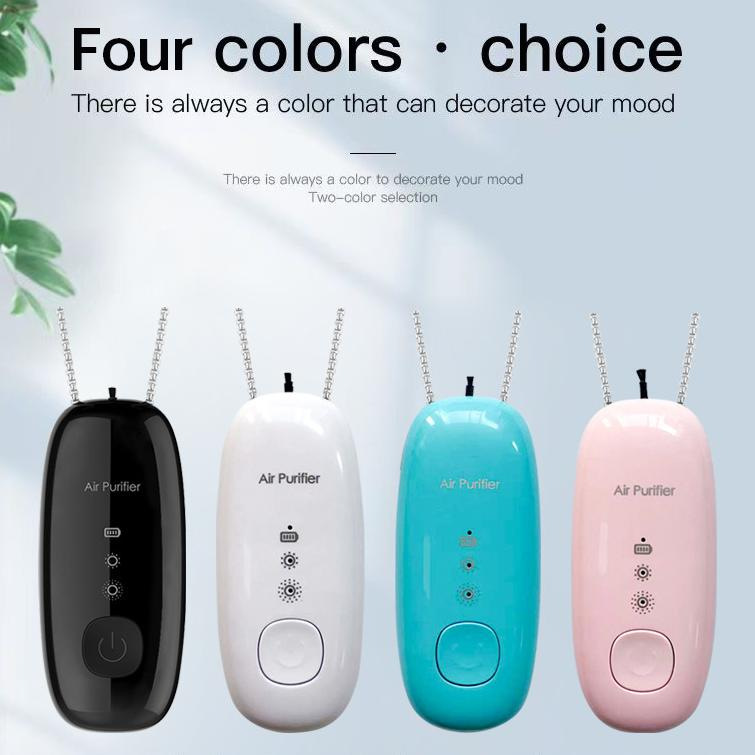 Portable neck negative ion air purifier generator, portable car, home mini smoke and dust removal necklace pendant