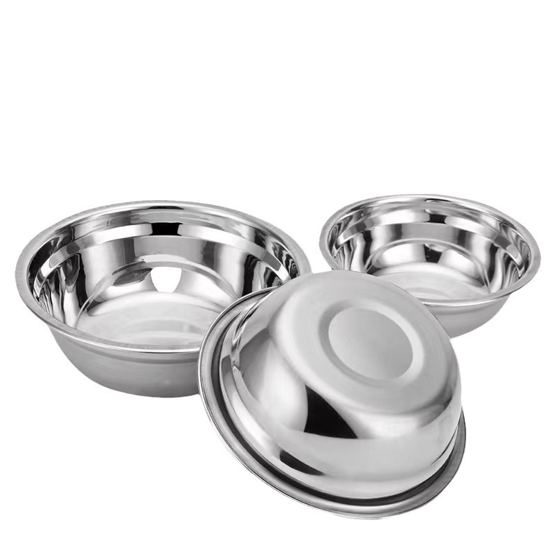 304 Stainless Steel Basin Household Thickened Non-Magnetic Soup Bowl Rice Bowl Canteen Dish Bowl Rice Bowl Bowl Bowl Fruit Bowl Egg Beating Bowl Item Picture