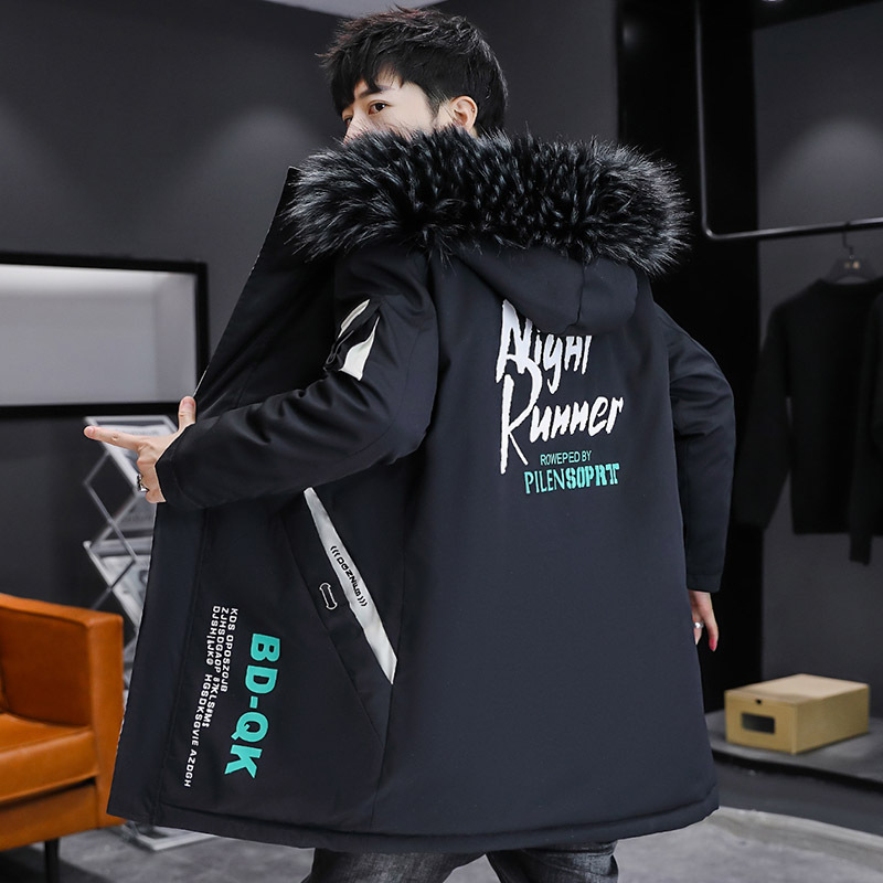 Men's mid-length winter jackets for foreign trade, Korean-style cool winter clothes, thickened cotton-padded jackets with down, trendy cotton-padded clothes Specification image