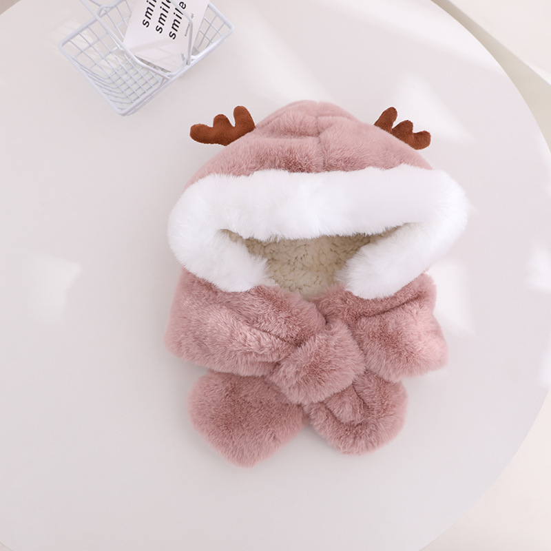 Buckwheat ~ Children's Pullover Hat And Neck Cartoon Winter Scarf For Girls And Boys Cute Super Cute Face Protection Specification drawing