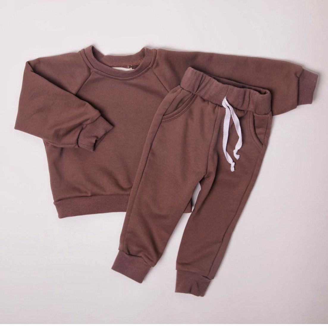 2025 Cross-border Autumn Children's Long-sleeved sweatshirt Two-piece Set for Boys and girls, a casual set of woolen cotton tops and sweatpants details Picture
