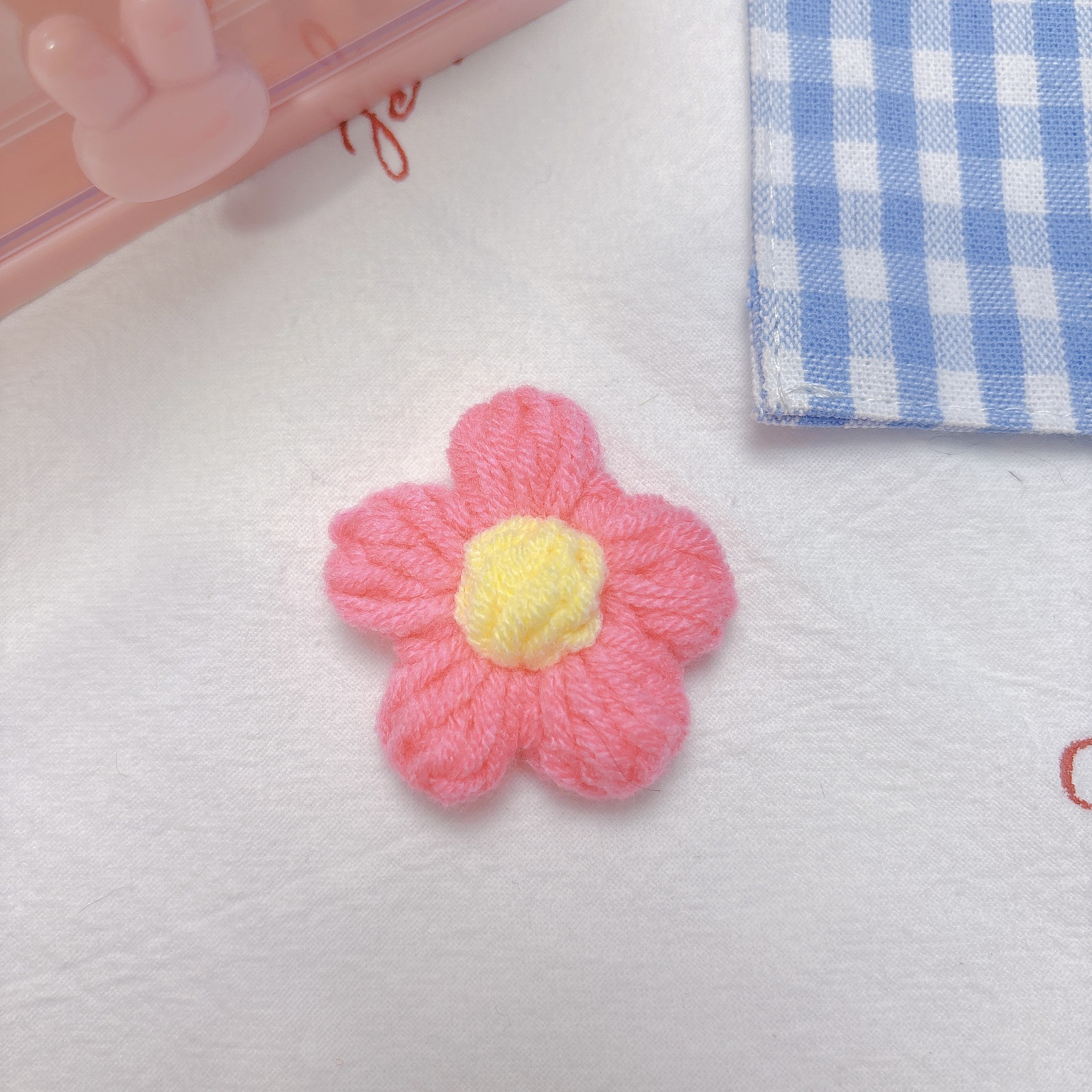 彩色针织泡芙小花配件毛线编织花朵diy儿童服装鞋袜帽子发夹配饰详情9