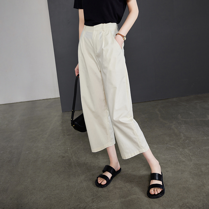 Sofisel's 2023 summer new sickle pants, casual loose wide-leg pants, high-waisted white nine-inch pants for women Application Scenario