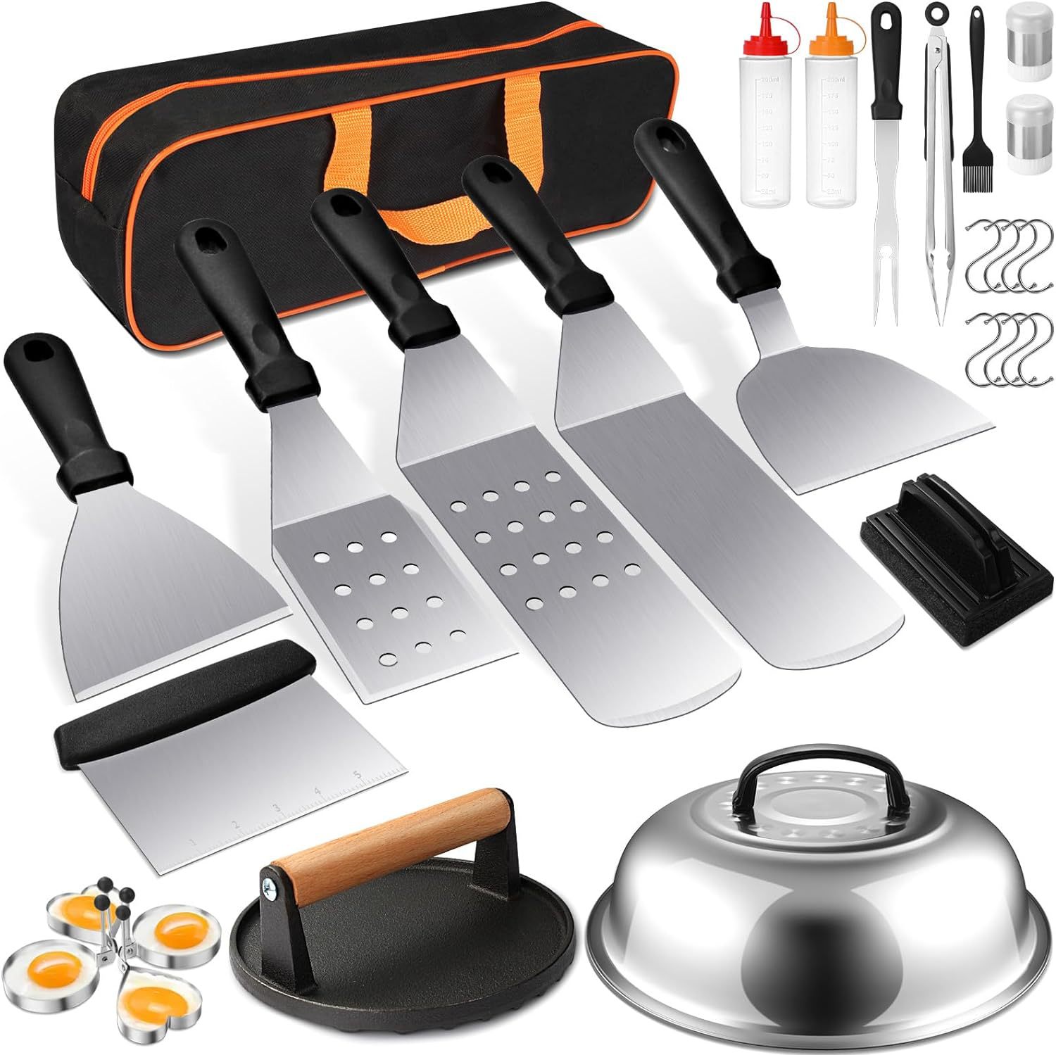Cross-border Amazon in-stock barbecue tool set, outdoor BBQ stainless steel teppanyaki spatula tool barbecue set Specification image
