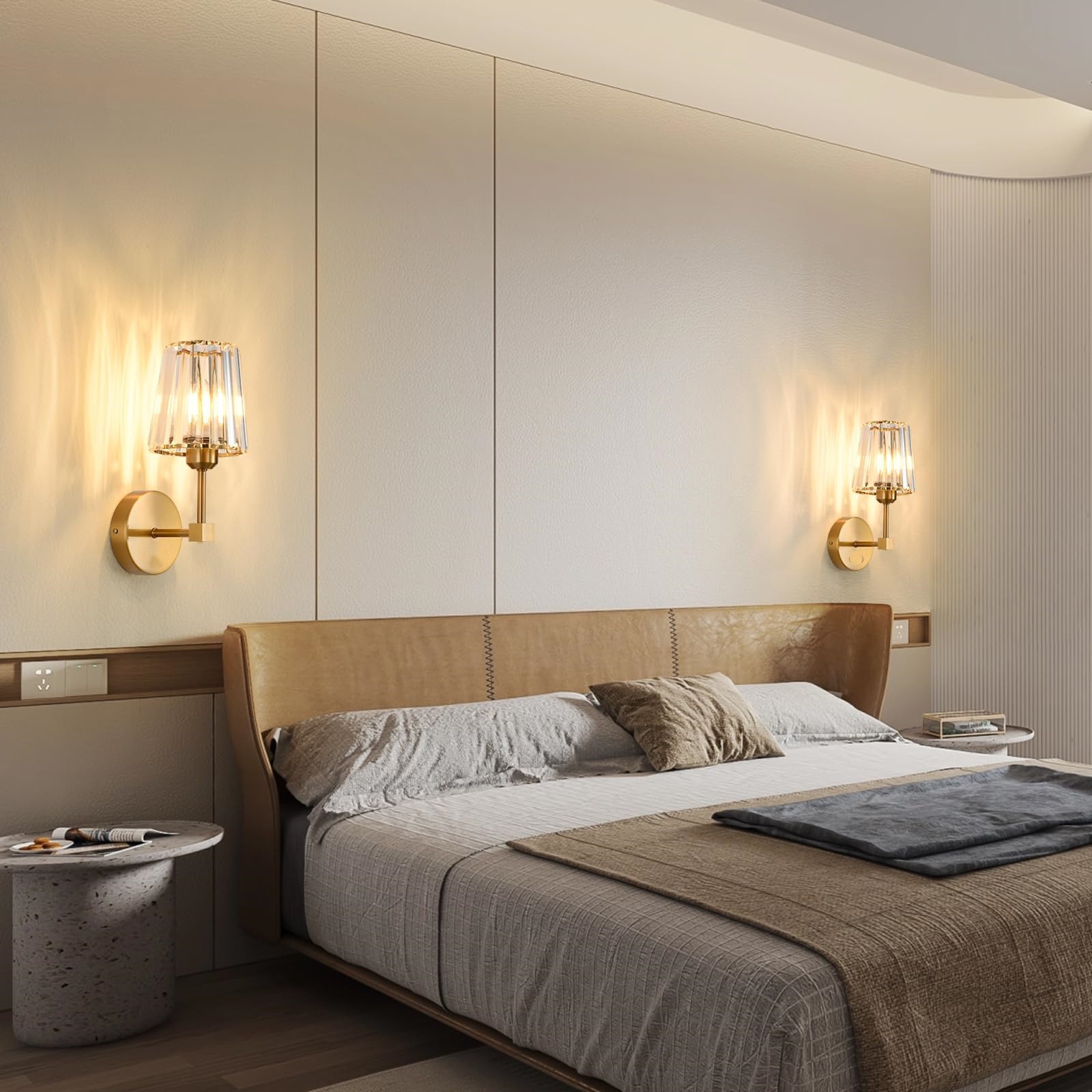 Cross-border supply crystal wall lamps, European-style modern decorative background wall lamps, American-style creative living room staircase corridor lamps details Picture