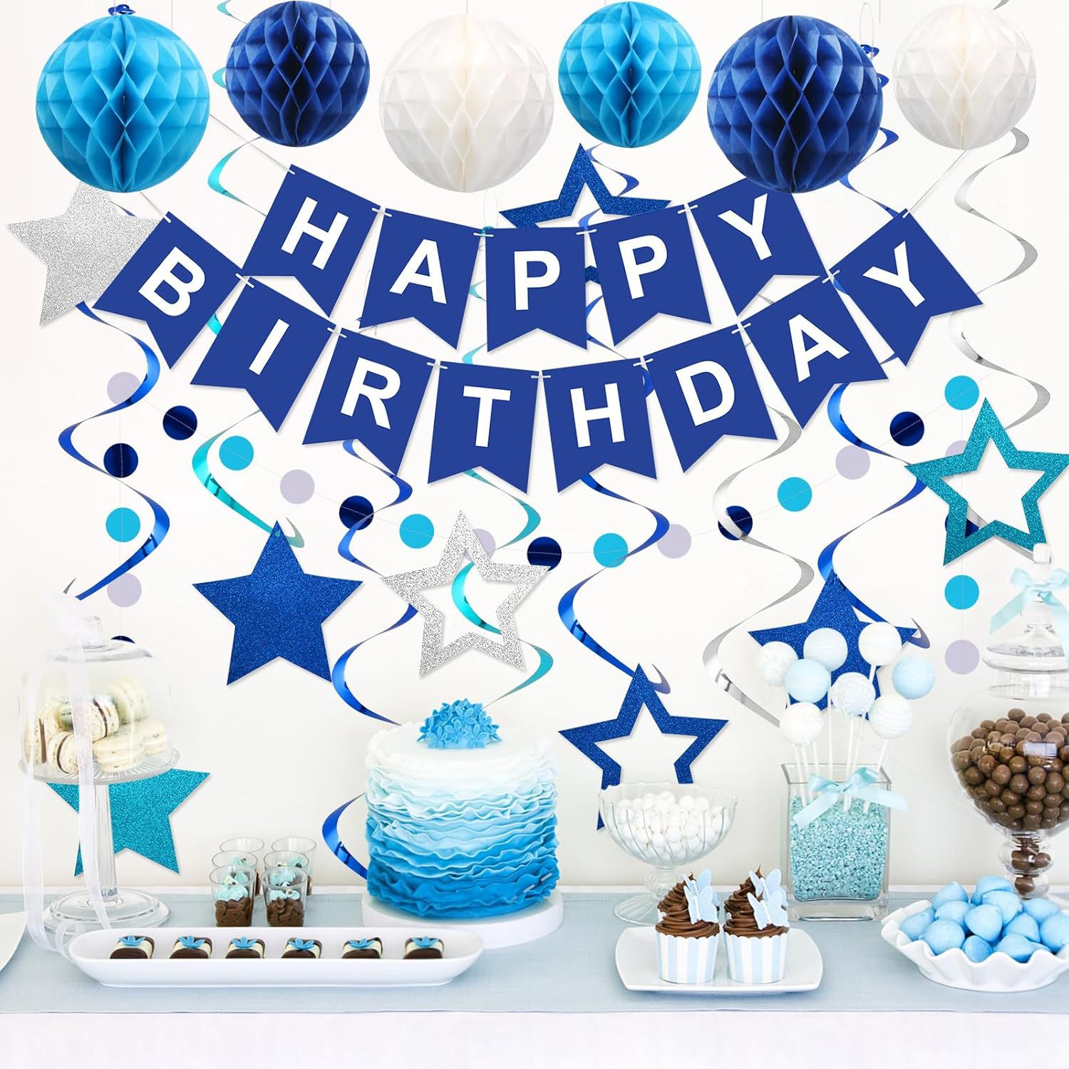 Birthday party decoration for boys and girls: Happy Birthday Party Honeycomb ball spiral Pendant decoration items