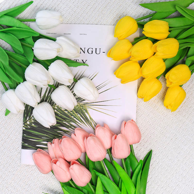 Cross Border Direct For Simulation Pu Mini Tulip Wedding Photography Shooting Props Family Party Decoration Fake Flowers
