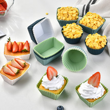 亚马逊新款硅胶马芬杯烘培方形圆形正方形加厚蛋糕模套装cupcake