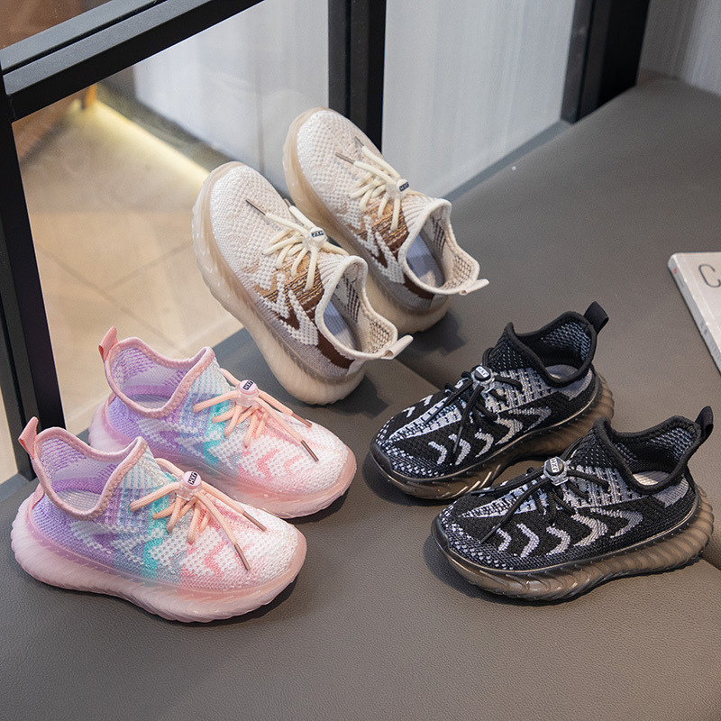 Spring And Autumn Children's Coconut Shoes Boys Breathable Net Shoes 2024 New Girls Sports Shoes Baby Flying Knitting Running Shoes Specification drawing