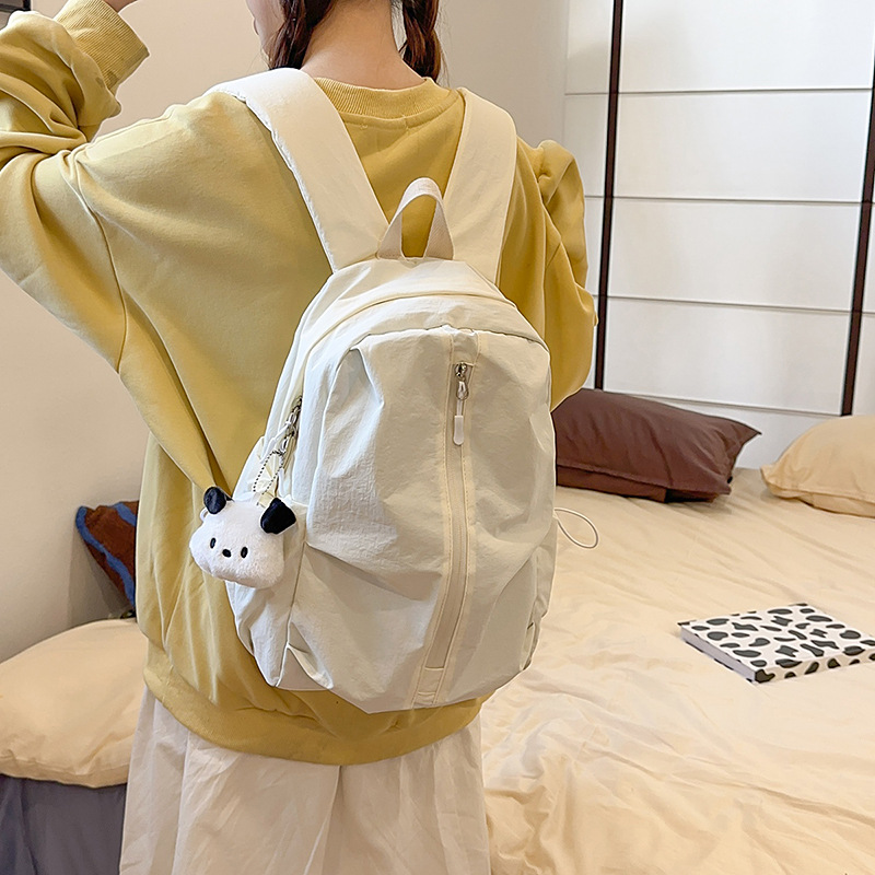 日系-ins学院风纯色书包女高中生大学生简约轻便小书包双肩包