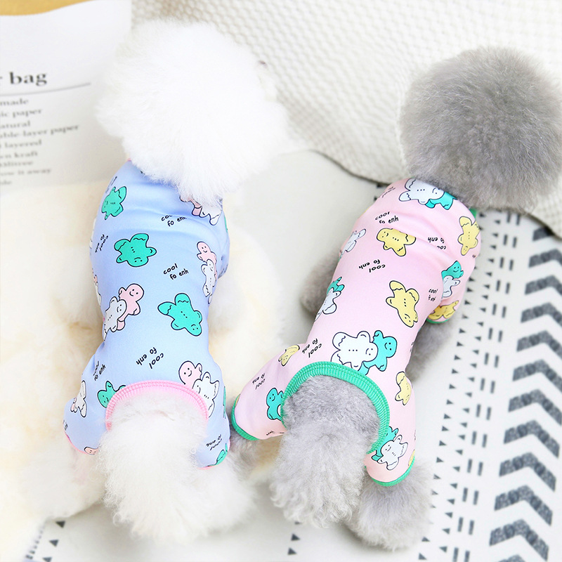 Pet dog warm autumn and winter dog rabbit bear four-legged hoodie cute cartoon two-legged shirt Teddy dog