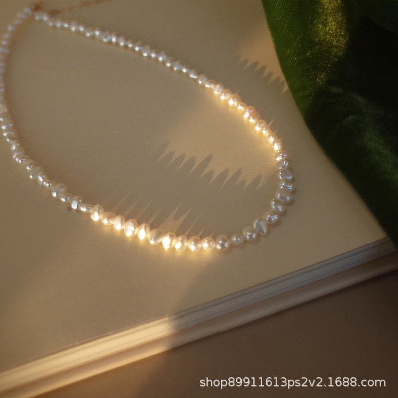 French Baroque natural freshwater pearl necklace, a high-end, light luxury, niche new bestseller, a stylish collarbone chain pic 11
