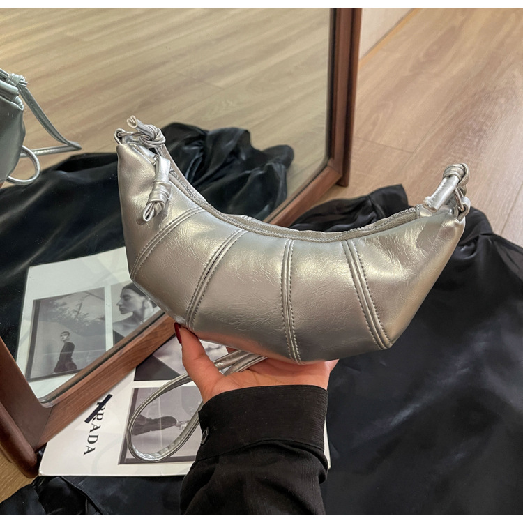 跨境外贸牛角包女包新款潮简约时尚斜挎饺子包百搭单肩箱包皮具男士手提包详情33