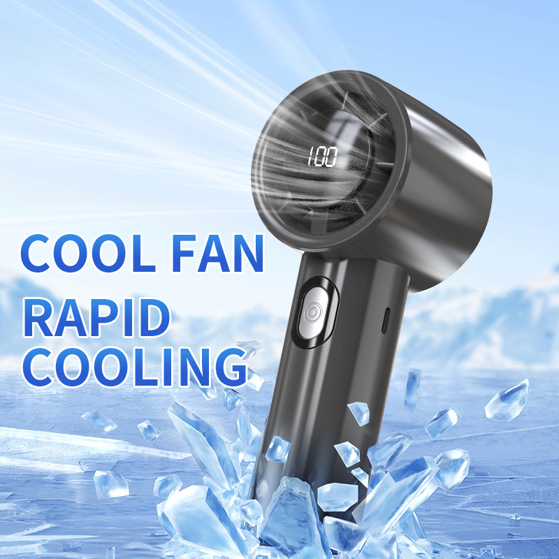 New mini rechargeable portable handheld fan for cross-border foreign trade, usb desktop fan factory speed regulation digital display 100 stops details Picture