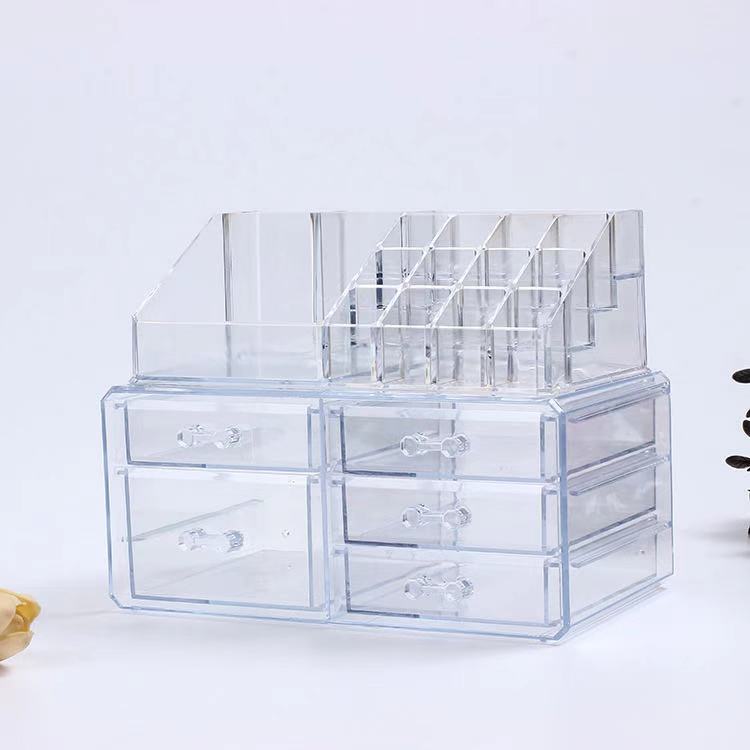 晓丹桌面抽屉式塑料透明首饰口红整理盒创意化妆品收纳盒批发储物
