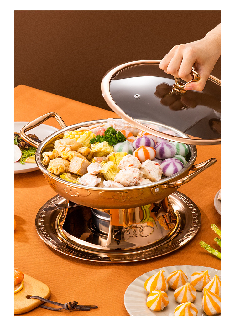 不锈钢酒精锅新式干锅分体式商用酒店专用锅仔海鲜涮涮锅火锅炉详情15
