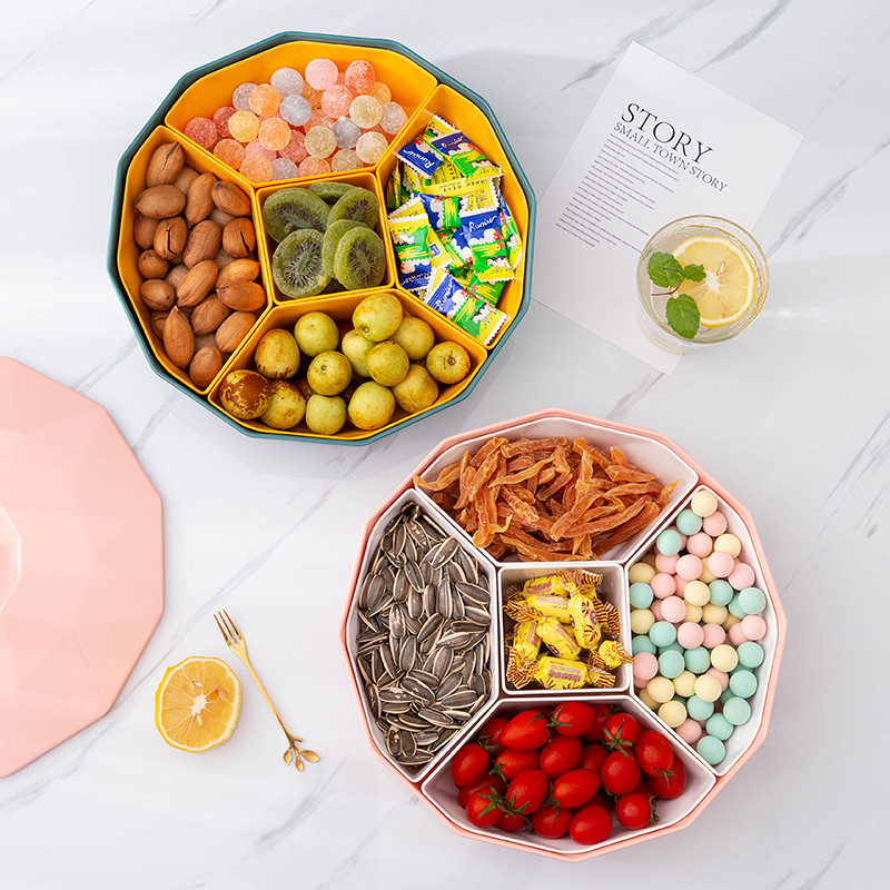Candy Box Nordic Light Luxury Fruit Tray Creative Living Room Household Division With Lid Dried Fruit Box Nut Snack Storage Box details Picture