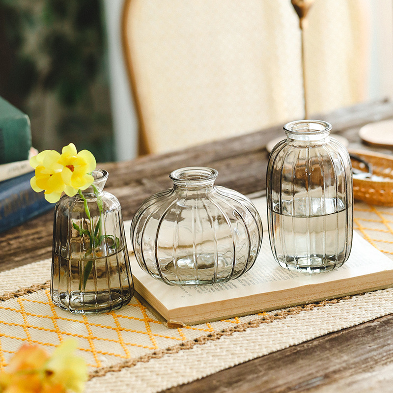 Japanese-style mini small vase, transparent glass vase, water care vase, table decoration, handicrafts, ornaments, flower vases Specification image
