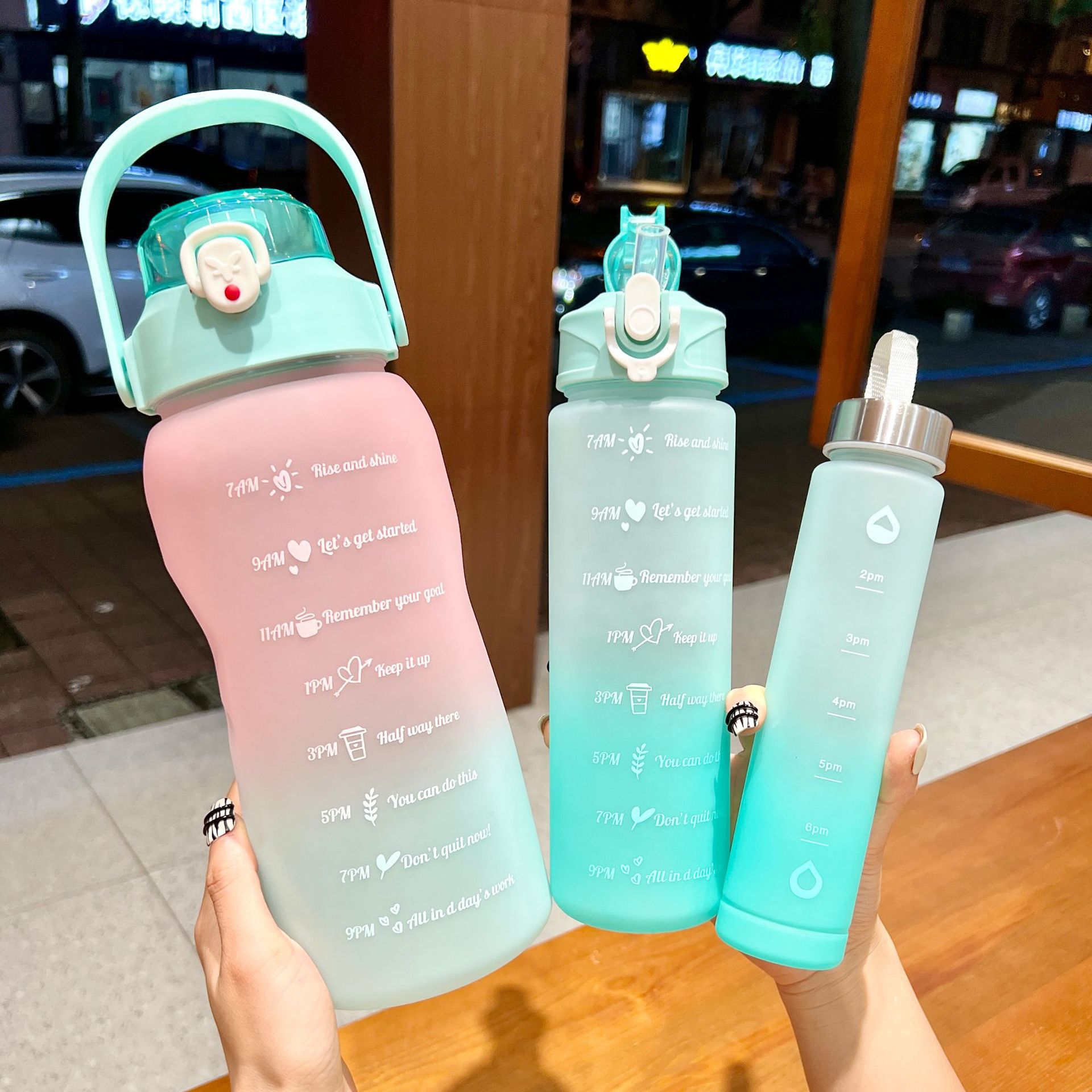 Summer Color-Changing Plastic Water Cup Students Portable Large Capacity Cup Children's Simple Plastic Cup Three-Cup Set