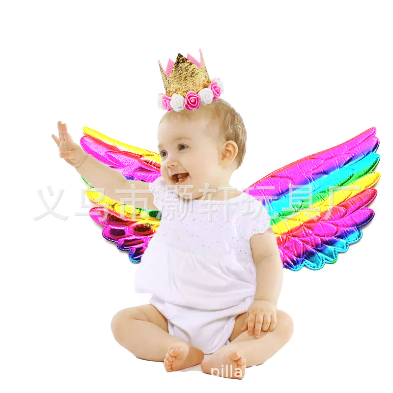 Cross border first birthday party decoration angel AB cloth bronzing size child princess wings Application Scenario