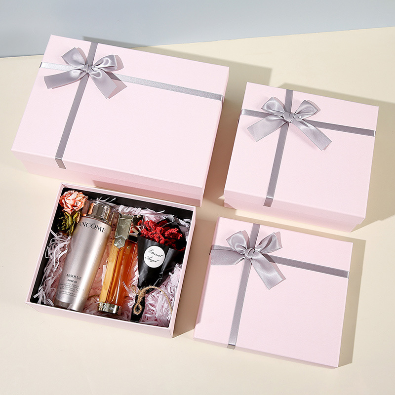 粉色蝴蝶结伴手礼盒批发小清新生日礼物盒女生空盒口红包装礼品盒