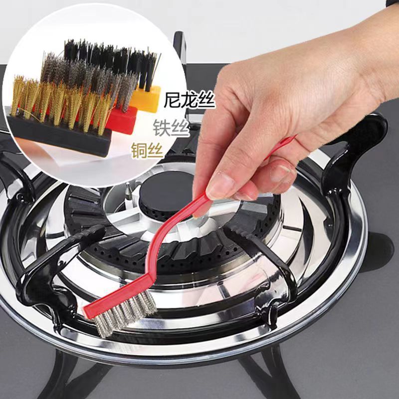 Gas stove cleaning brush, range hood cleaning brush, household kitchen dead corner decontamination and cleaning set, steel wire brush Specification image