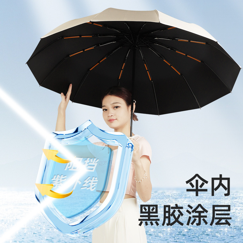 24k double-bone umbrella, sun umbrella, sun protection, UV protection, sunshade umbrella, fully automatic all-weather dual-purpose advertising umbrella LOGO Application Scenario