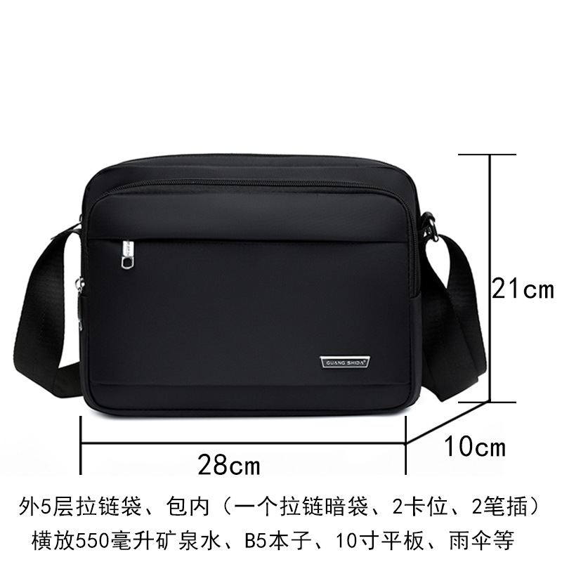 Multi-layered men's bag, casual horizontal crossbody bag, business Oxford fabric men's single-shoulder bag, water-resistant large-capacity wallet Item Picture