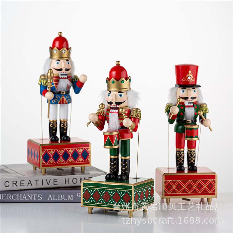 Christmas And New Year Gift 32Cm Boutique Sb58507 Lotus Hand-Painted Nutcracker Clockwork Music Box