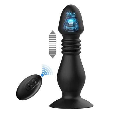 Cross-border adult sex products for foreign trade, 10-frequency remote control telescopic vibration suction cup, anal plug massage device for men thumbnail