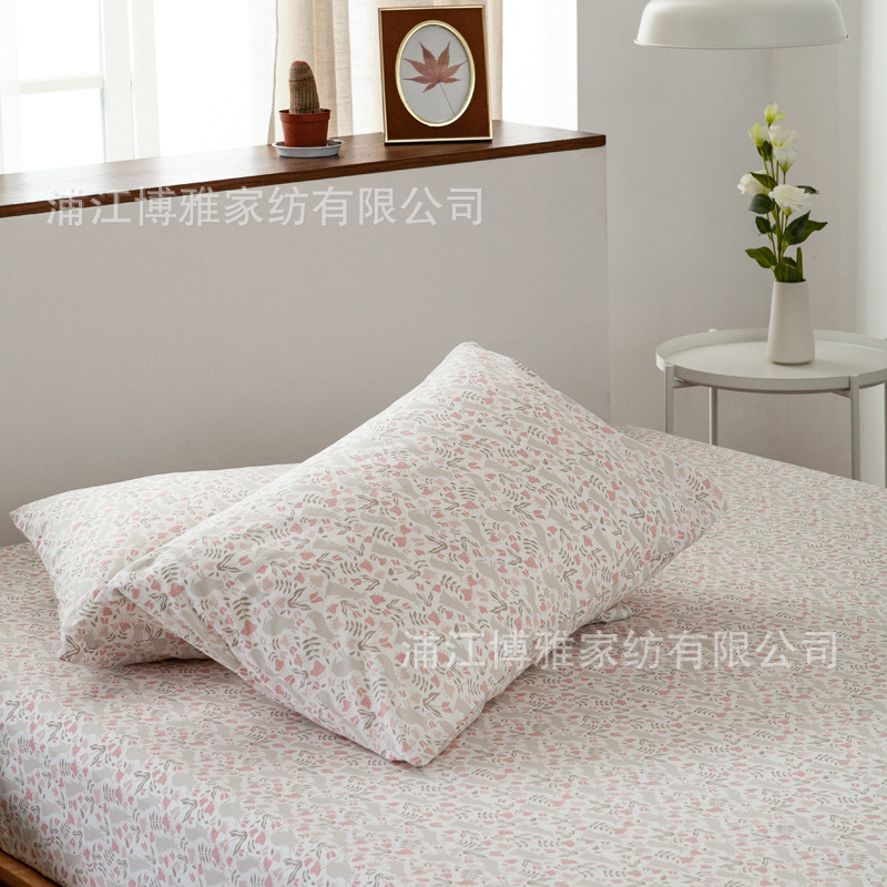 Printed Small Fresh Garden Cotton Pillowcase Single And Double Pure Cotton Washed Cotton Pillowcase Pair Of 2 Wholesale details Picture