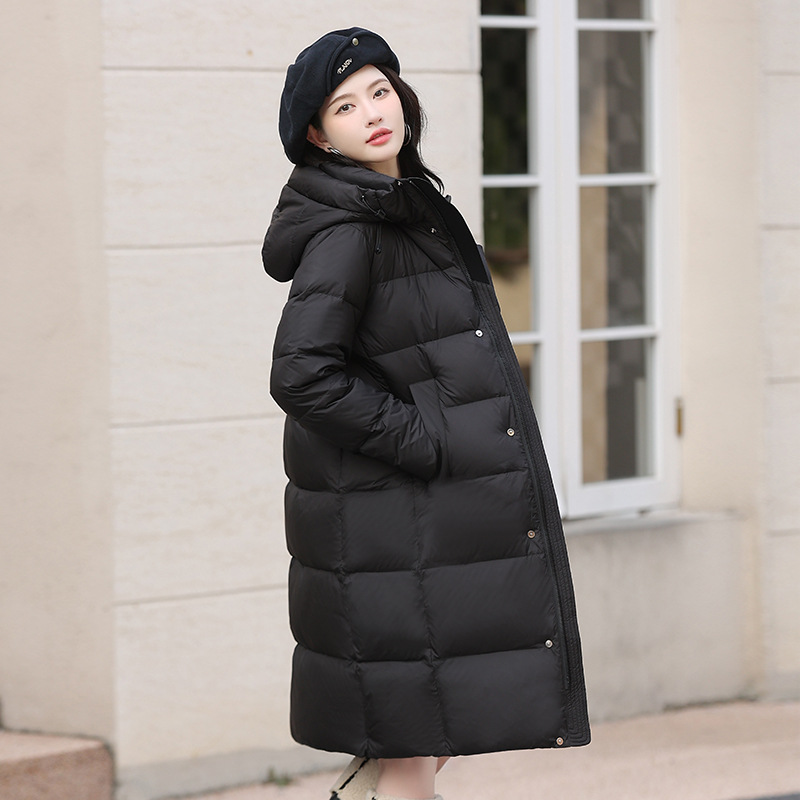 2023 Winter New High-End Down Jacket Women's Thick Slim Trend Fashion Thin Warm Medium Long Coat Specification drawing