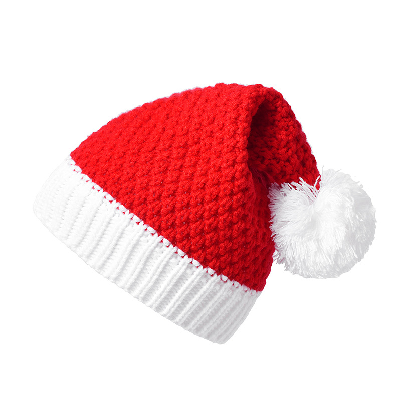 工厂现货外贸跨境秋冬圣诞老人针织毛线帽 万圣节创意礼品圣诞帽