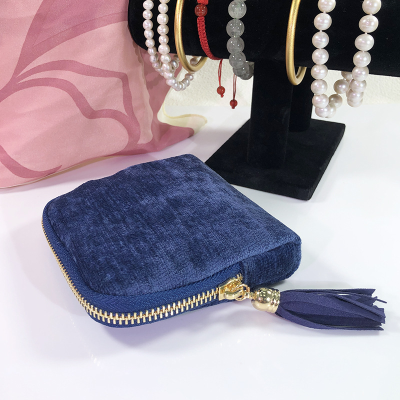 Venta directa de fábrica portátil de seis capas borla joyería bolsa de almacenamiento cristal perla mano cadena viaje bolsa de joyería en stock al por mayor pic 14