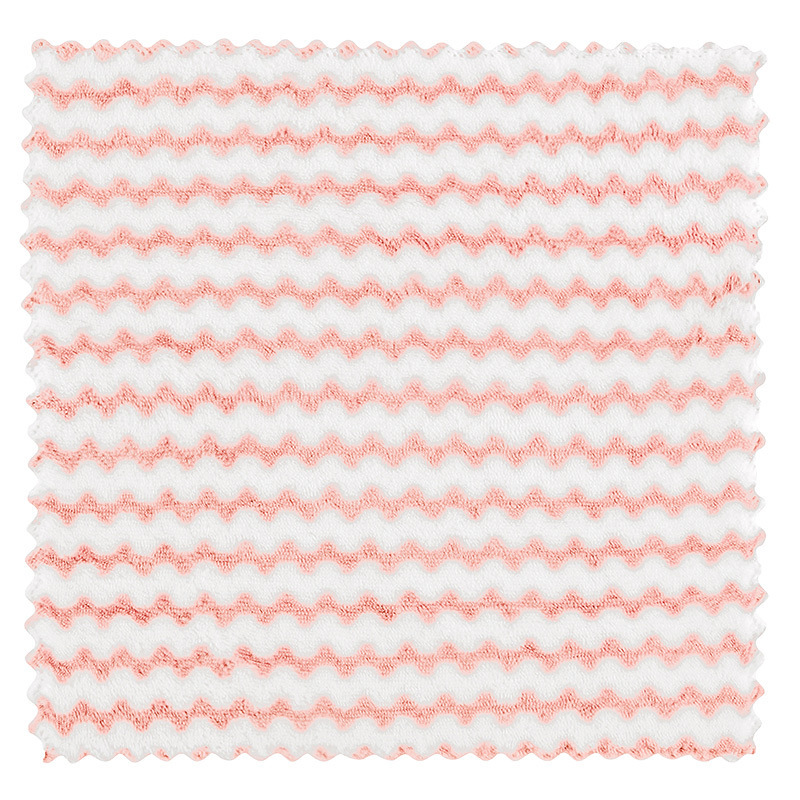 Water Ripple Cationic Dishwashing Cloth Kitchen Bamboo Charcoal Fish Scale Dishwashing Cloth Waffle Lattice Double Sided Coral Velvet Dishwashing Cloth Non-Oil Item Picture