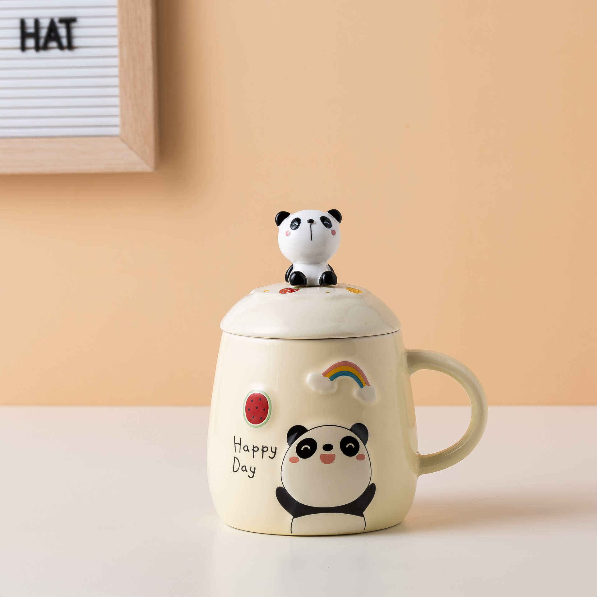 High appearance level, ins style, high-temperature resistant, large-capacity ceramic cup, cute and girlish gift cup, office coffee cup Specification image