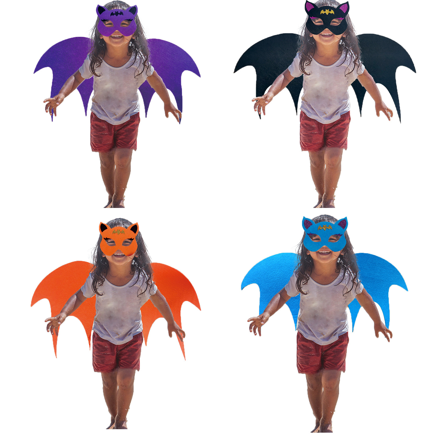 万圣节儿童蝙蝠翅膀面具套装幼儿园派对cosplay表演服饰道具玩具详情图1