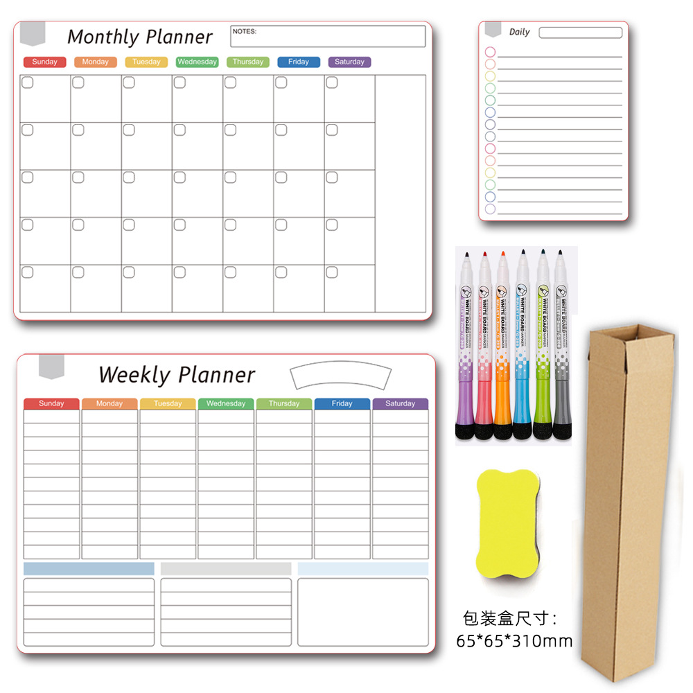 Weekly and monthly schedule, refrigerator stickers, magnetic soft whiteboard calendar stickers, removable erasable message stickers, refrigerator magnetic stickers Specification image