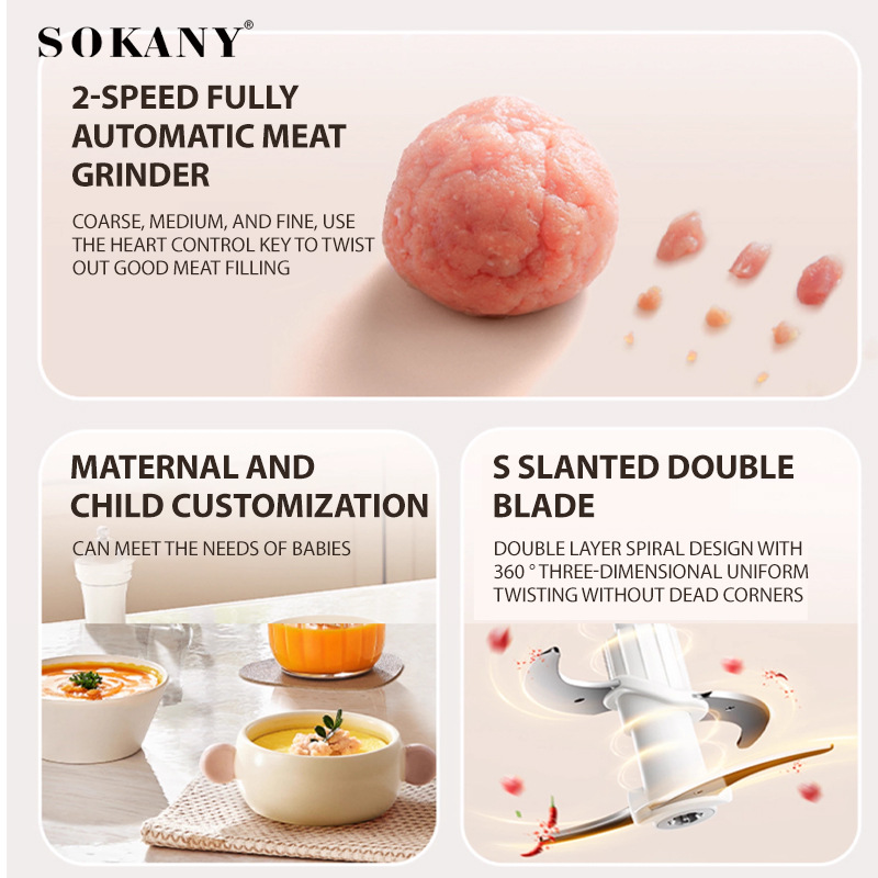 Cross-border SOKANY666666 meat grinder, household electric stainless steel multi-functional meat grinder, 10L details Picture