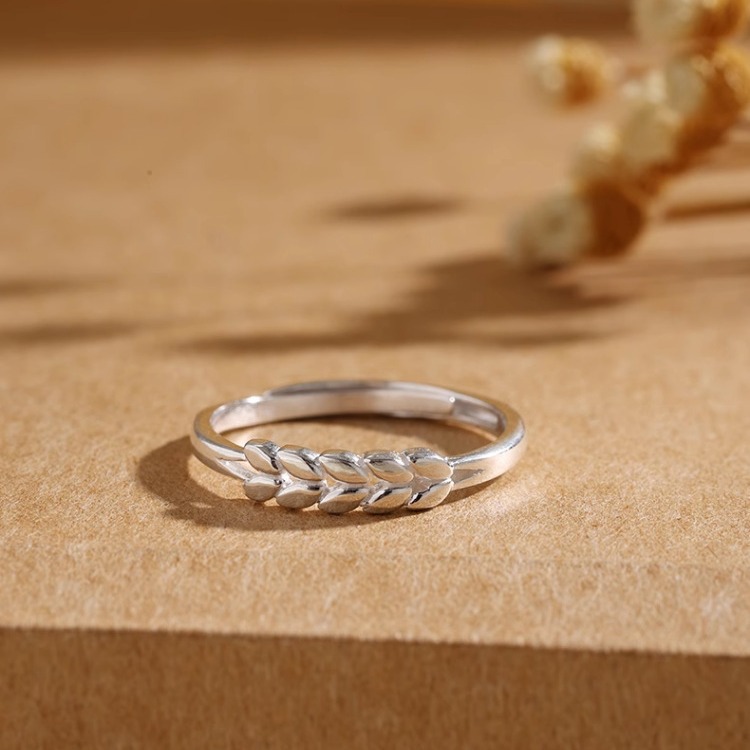 S990 Silver Wheat Index Finger Ring Female Personality Temperament Simple All-Match Student Adjustable Open Ring Gift Specification drawing