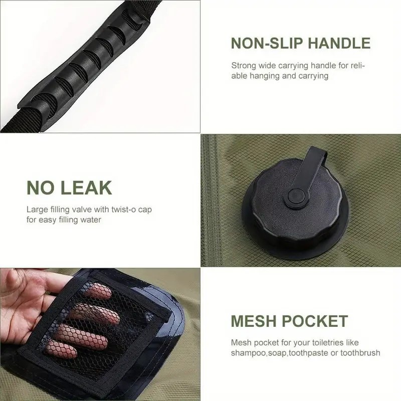 Outdoor camping bath bag, foldable solar hot water bag, 20L portable water storage bag for outdoor bathing and cooling Application Scenario