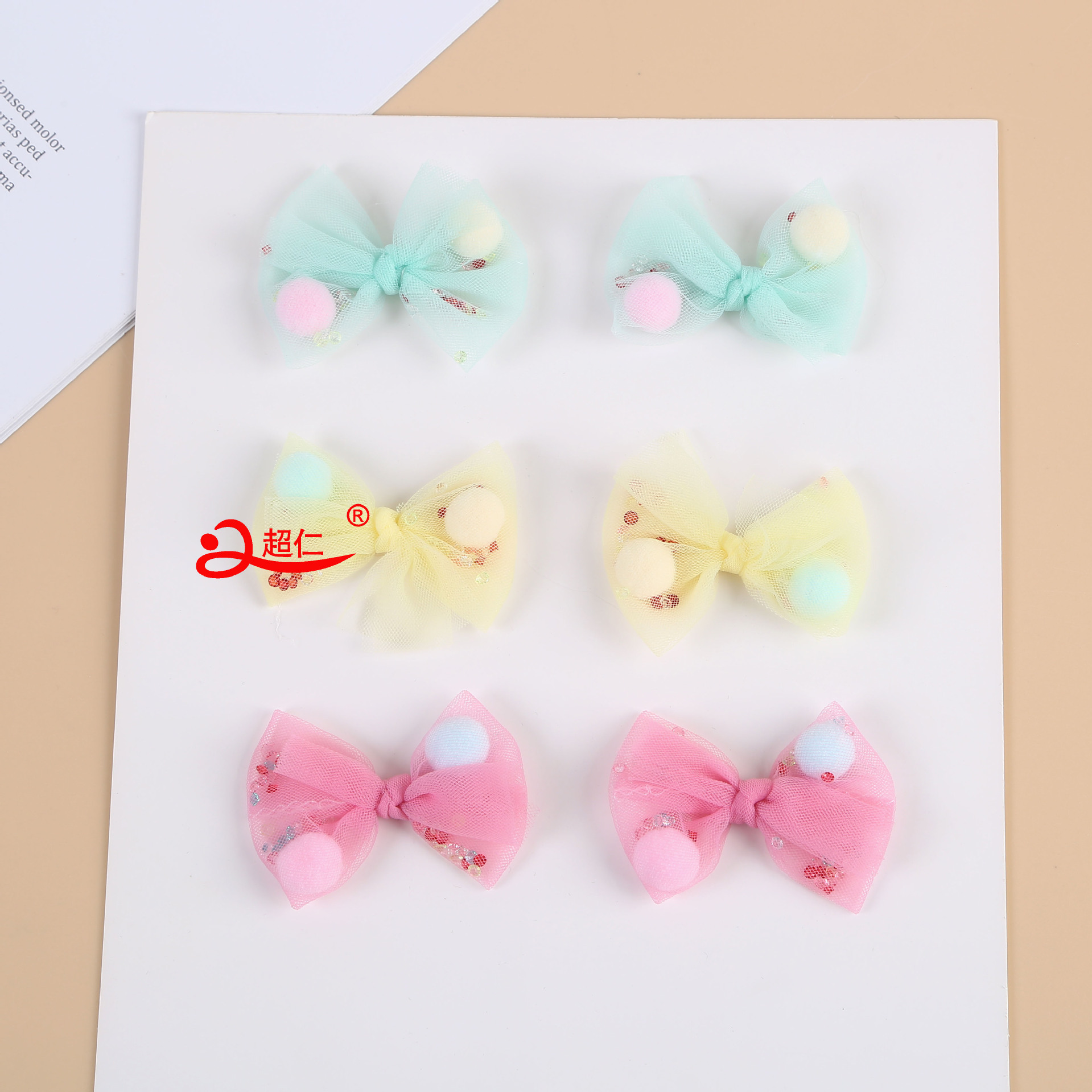 Handmade Bow Japanese And Korean Style Hair Accessories Gift Clothing Accessories Net Yarn Color Diamond Hairball Bow Can Be Made