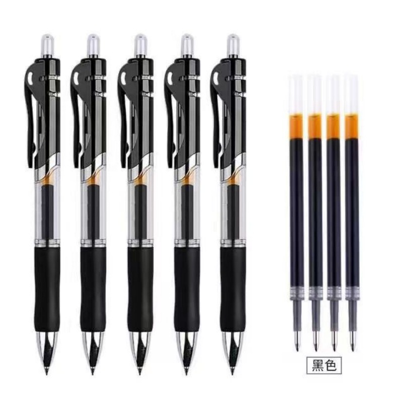 k35按动中性笔按压式签字碳素水笔子弹头黑色0.5办公学生文具批发详情图5